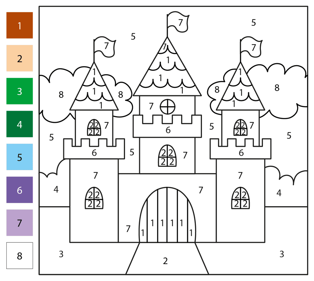 Castle Color By Number Coloring Page Md 9.05.33 PM Coloring Page — Free Printable — free printable coloring page